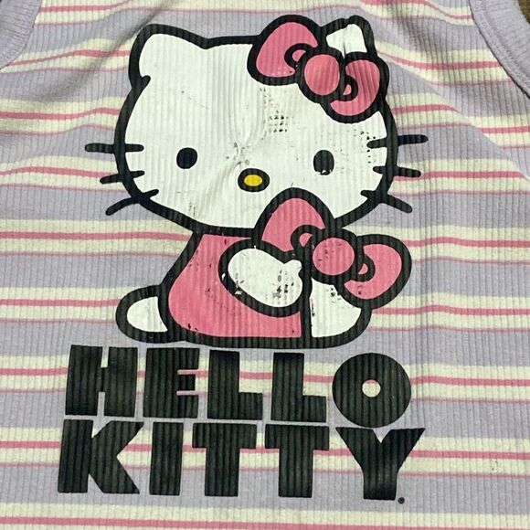 Hello Kitty Striped Kids Tank Top - Pink and White Size XL (15-17) - Picture 2 of 9
